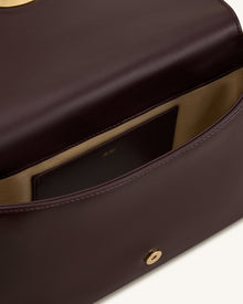 Sofia Classic Flap Shoulder Bag - Dark Brown