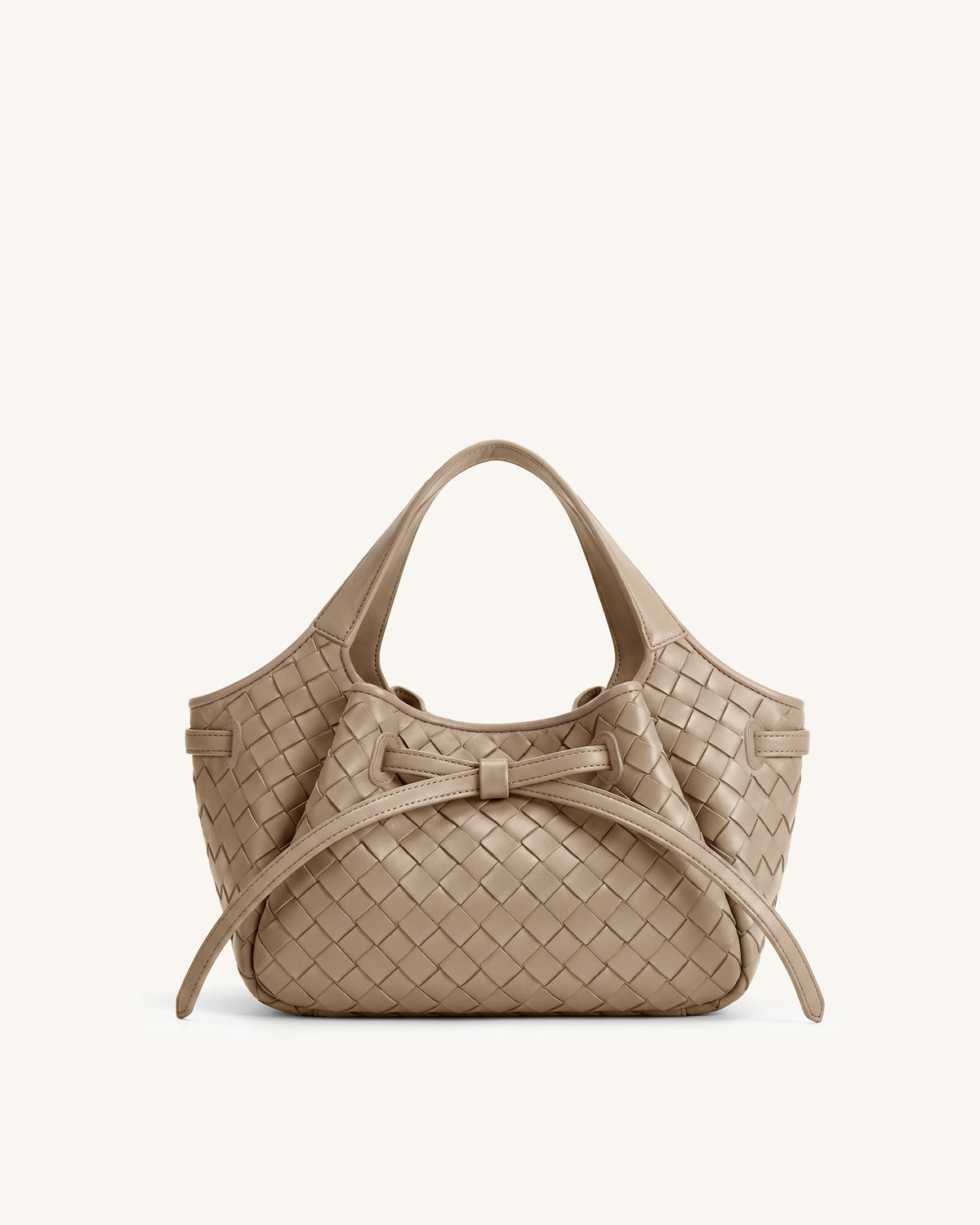 Mabel Woven Soft Bow Tote Bag - Khaki