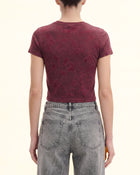 Crystal Logo Crinkle Wash Cropped Tee - Burgundy