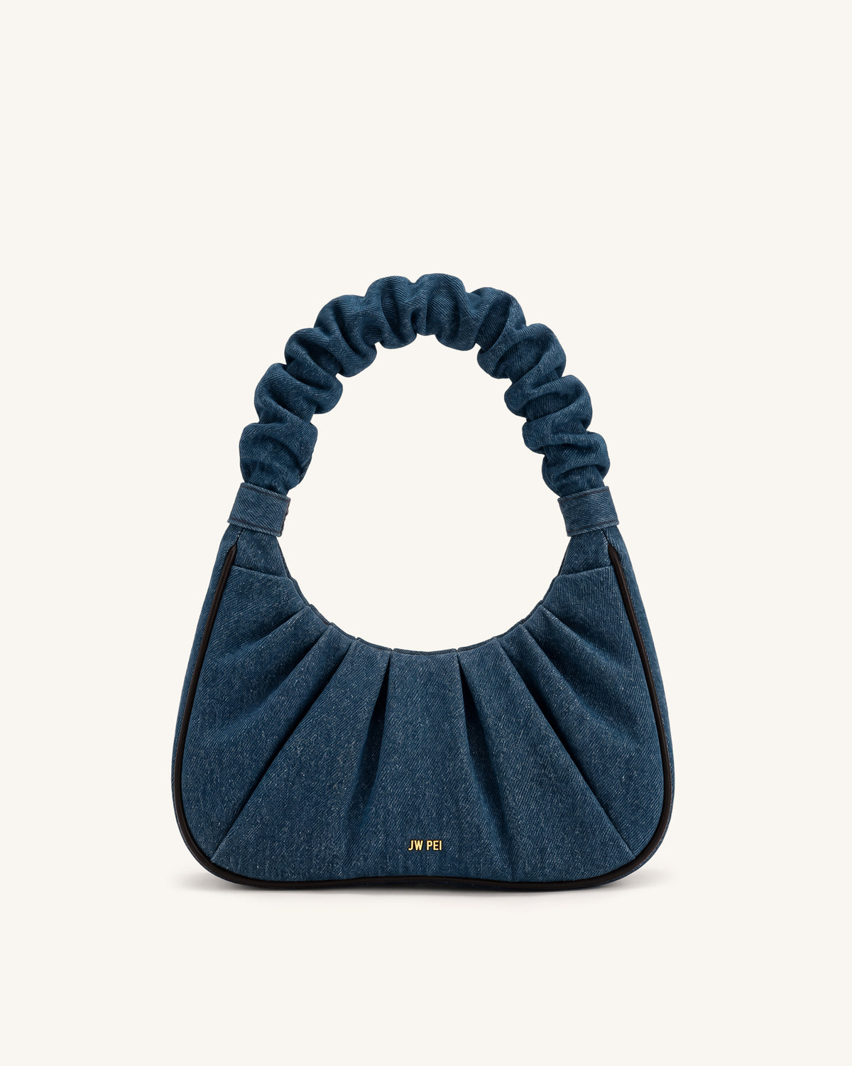 Gabbi Ruched Hobo Handbag - Blue Denim