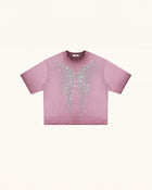 The Angelic Dripping Crystal Wings Tee - Dusty Rose
