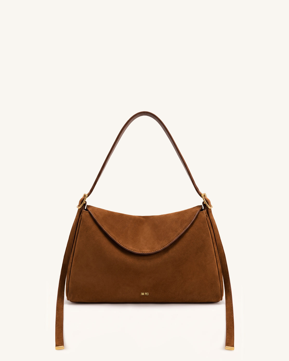 Elowen Faux Suede Flap Shoulder Bag - Mocha Brown