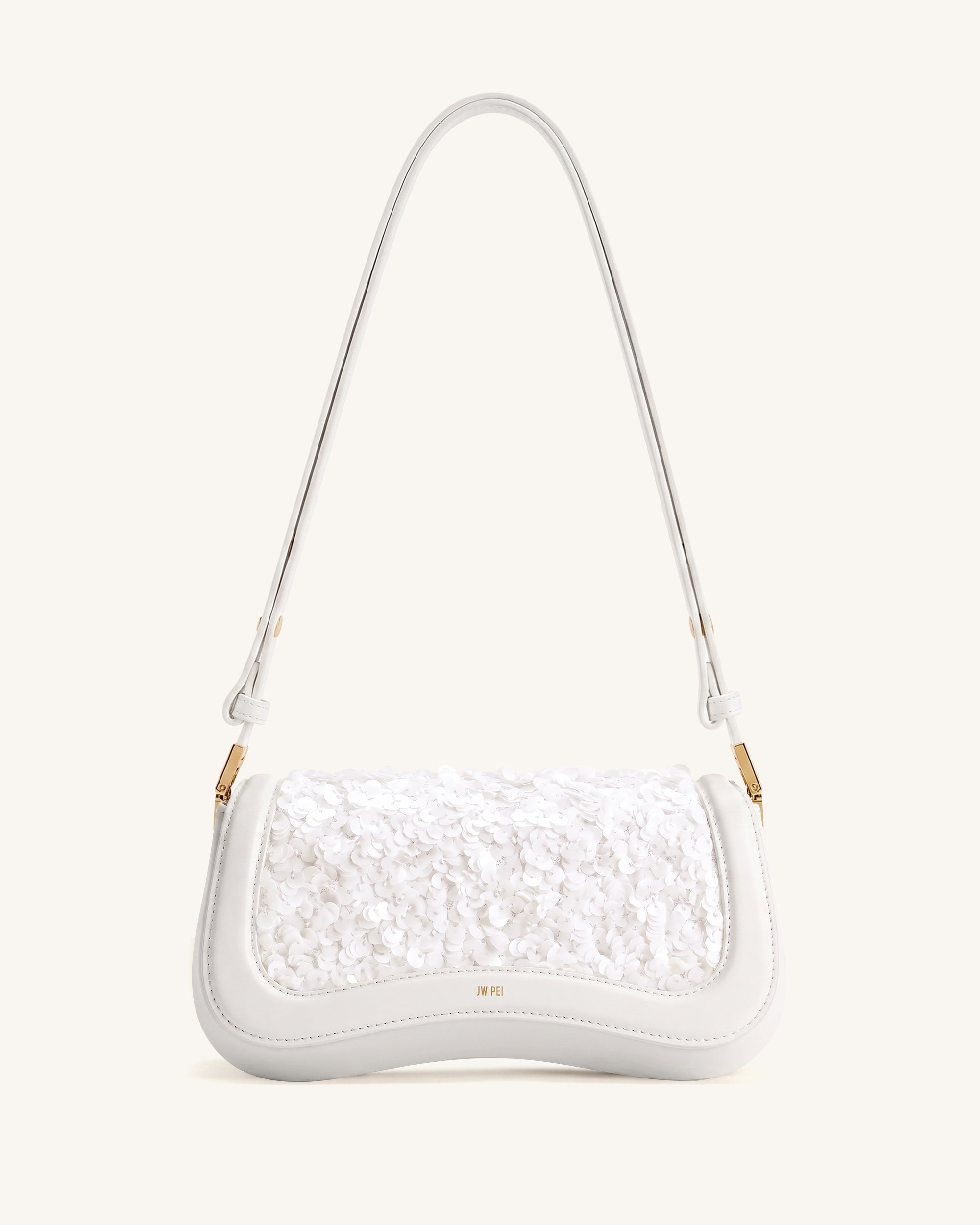 Joy Sequin Shoulder Bag - White