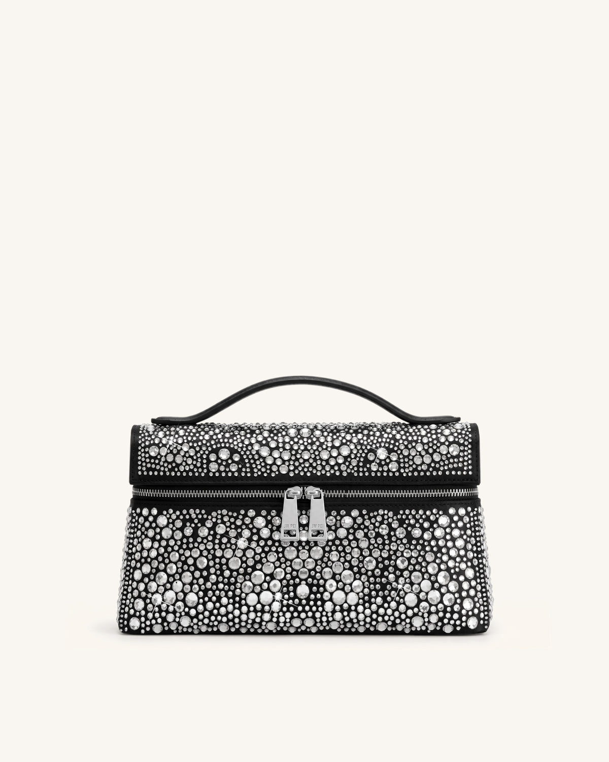 Thea Artificial Crystal Top Handle Bag - Charcoal Black