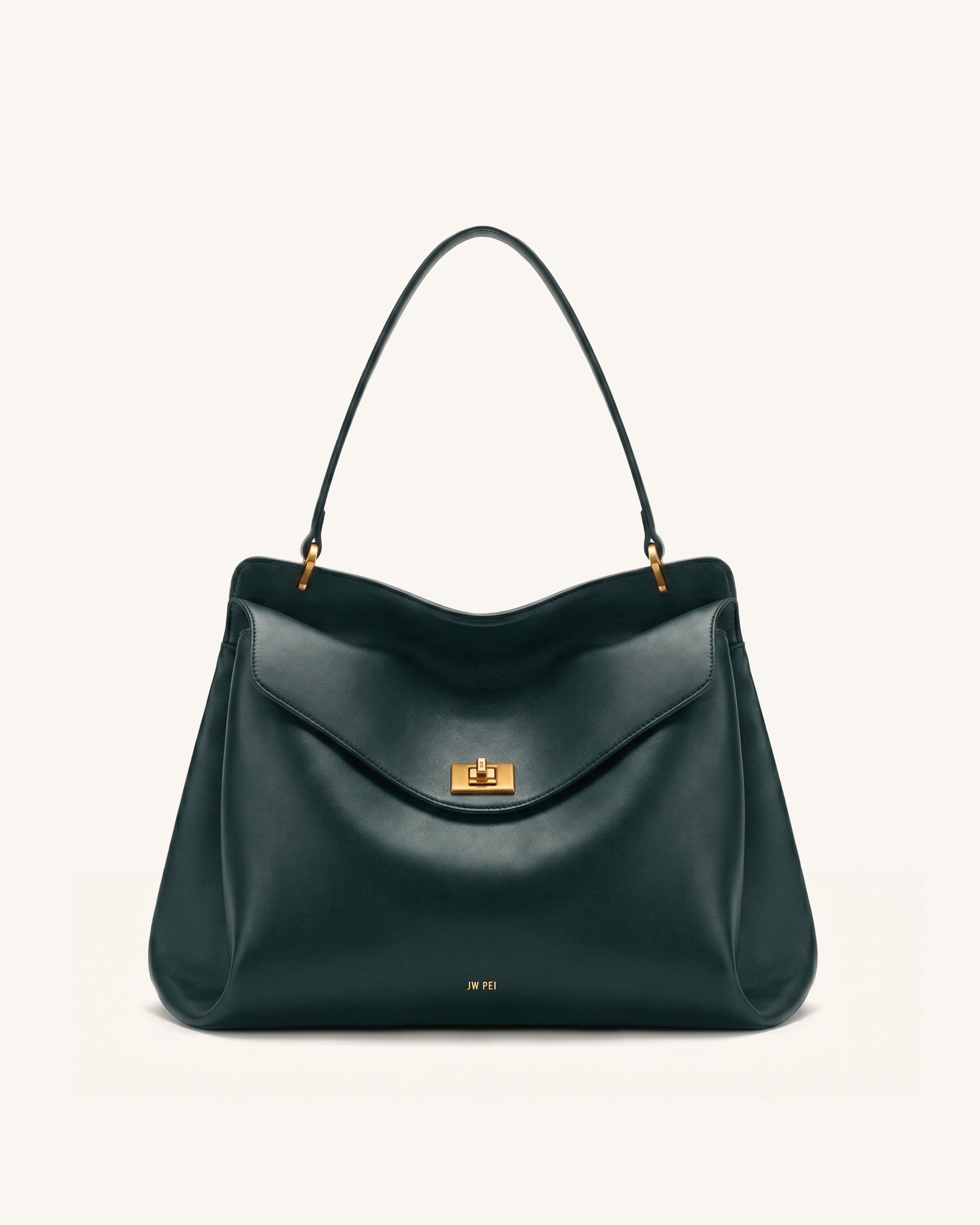 Lucia Turn-Lock Shoulder Bag - Dark Ink Green
