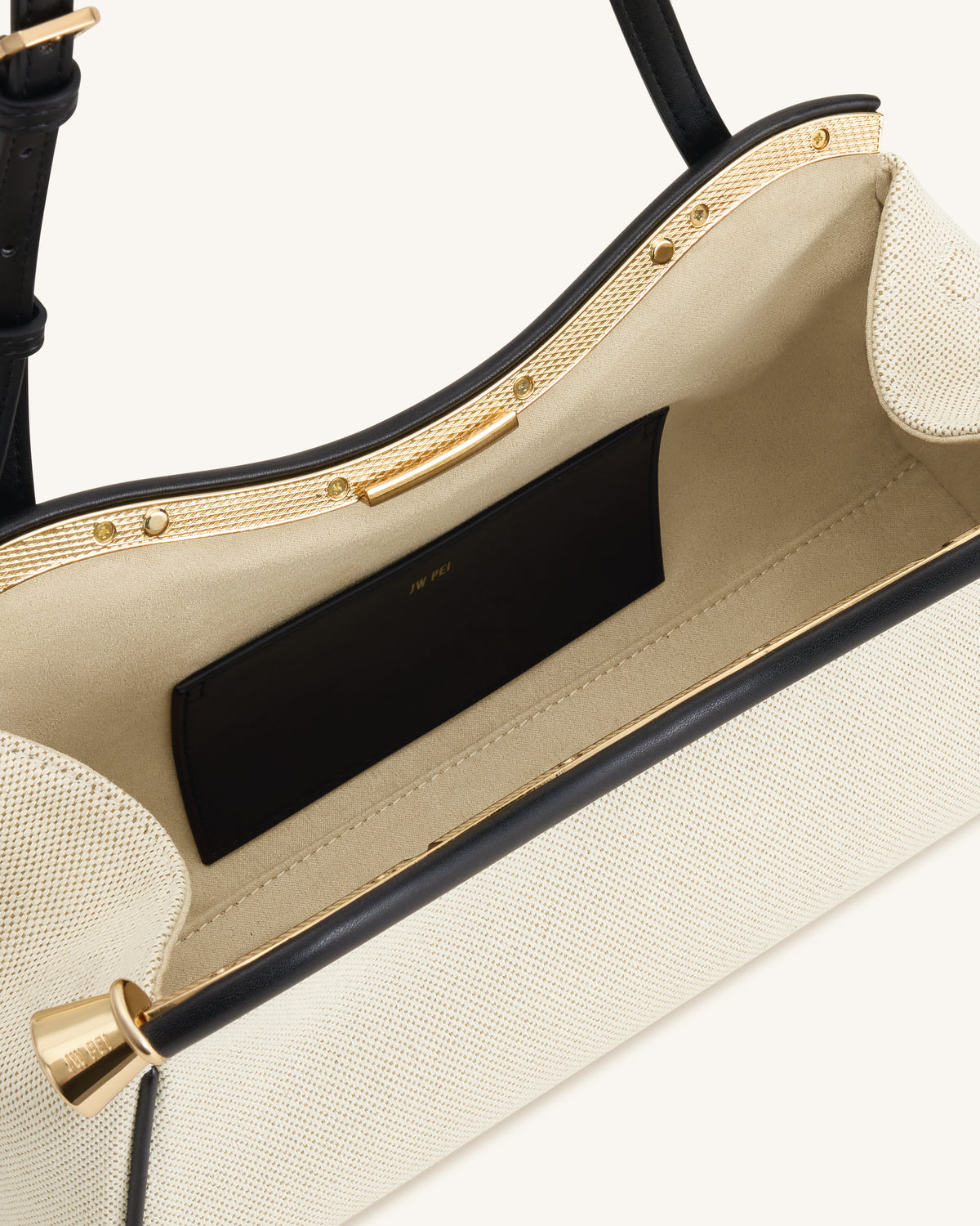 Naomi Curved Shoulder Bag - Black Canvas