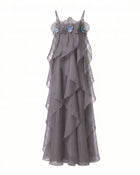 Orchid Embroidered Organza Maxi Dress - Dark Grey