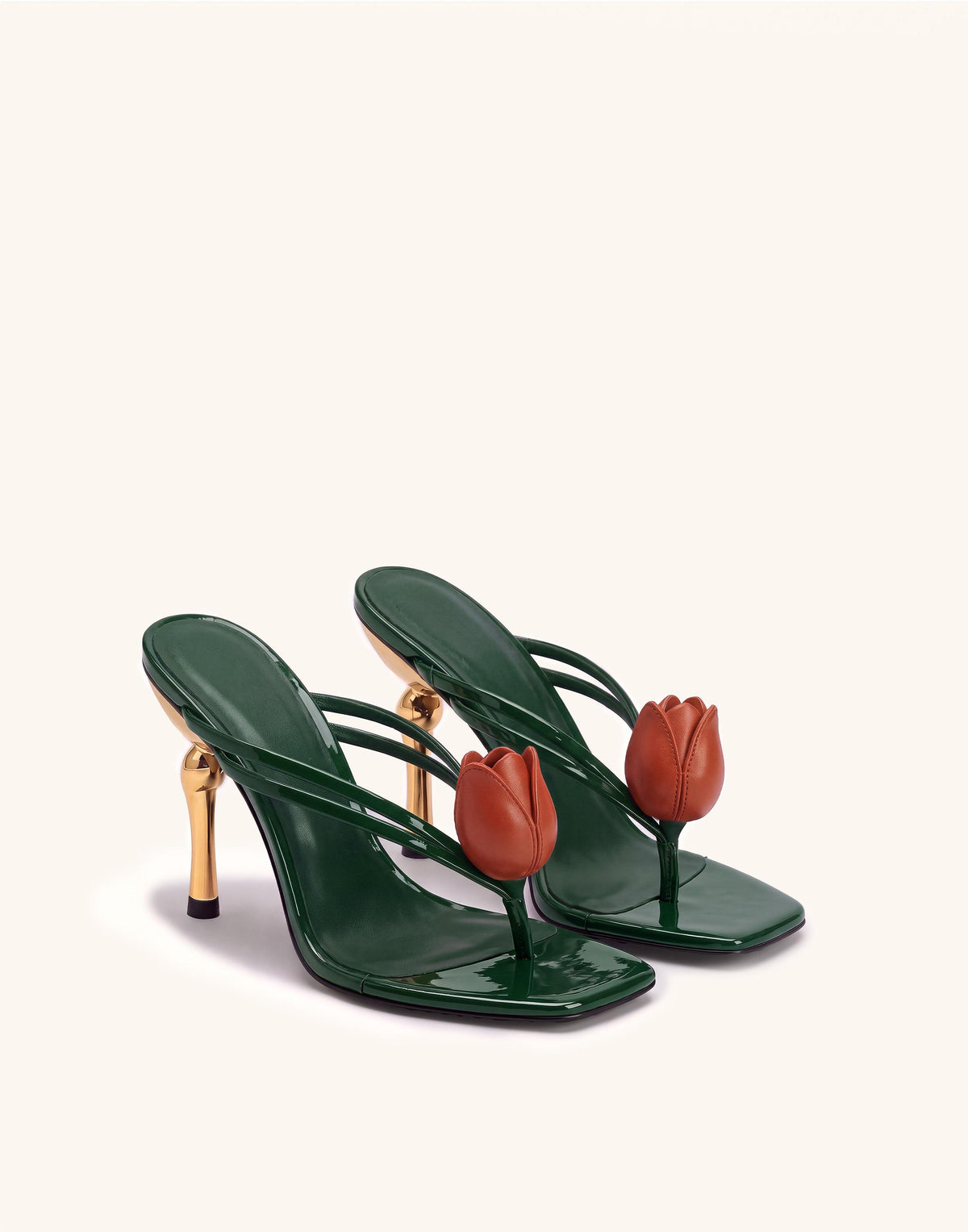 Amara 3D Tulip Heeled Sandals - Emerald Green