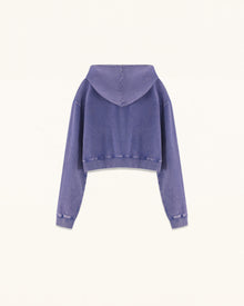 Rhinestone Rose Acid Washed Pullover Hoodie - Acid Purple
