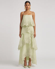 Orchid Embroidered Layered Maxi Dress - Light Green