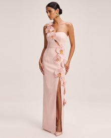 Orchid Embellished Cutout Slit Maxi Dress - Light Pink