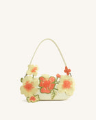 Leona Bead Embellished Shoulder Bag - Off White