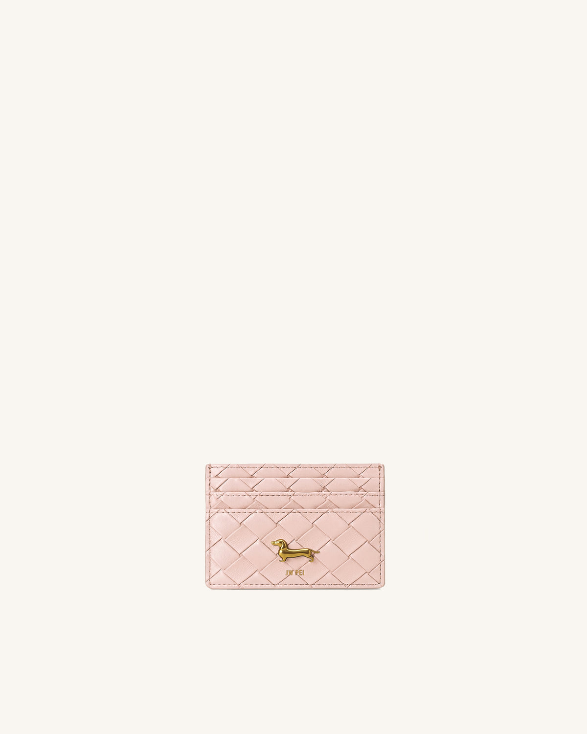 Maeve Woven Dachshund Metal Emblem Card Holder - Pink