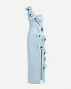 Orchid Embellished Cutout Slit Maxi Dress - Light Blue