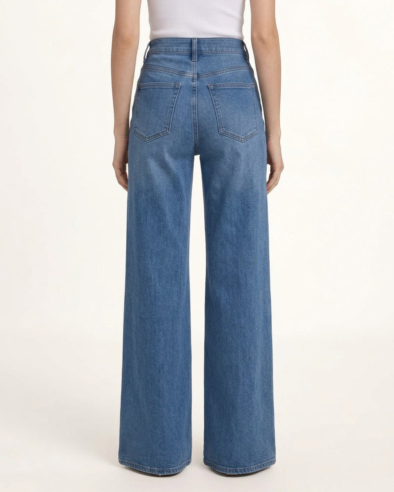 The Temptation Red Lips Rhinestone Jeans - Ocean Blue