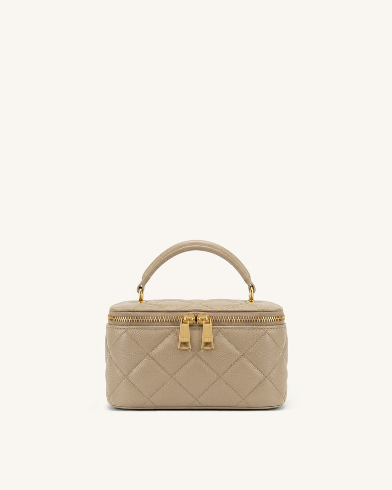 Virella Quilted Vanity Top Handle Bag - Khaki