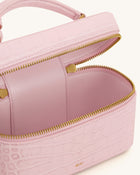 Cleo Box Shape Top Handle Bag - Light Pink Croc