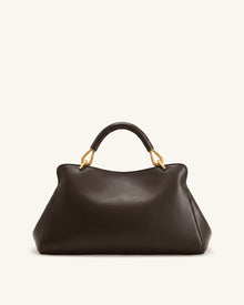 Lucia Elongated Top Handle Bag - Dark Brown