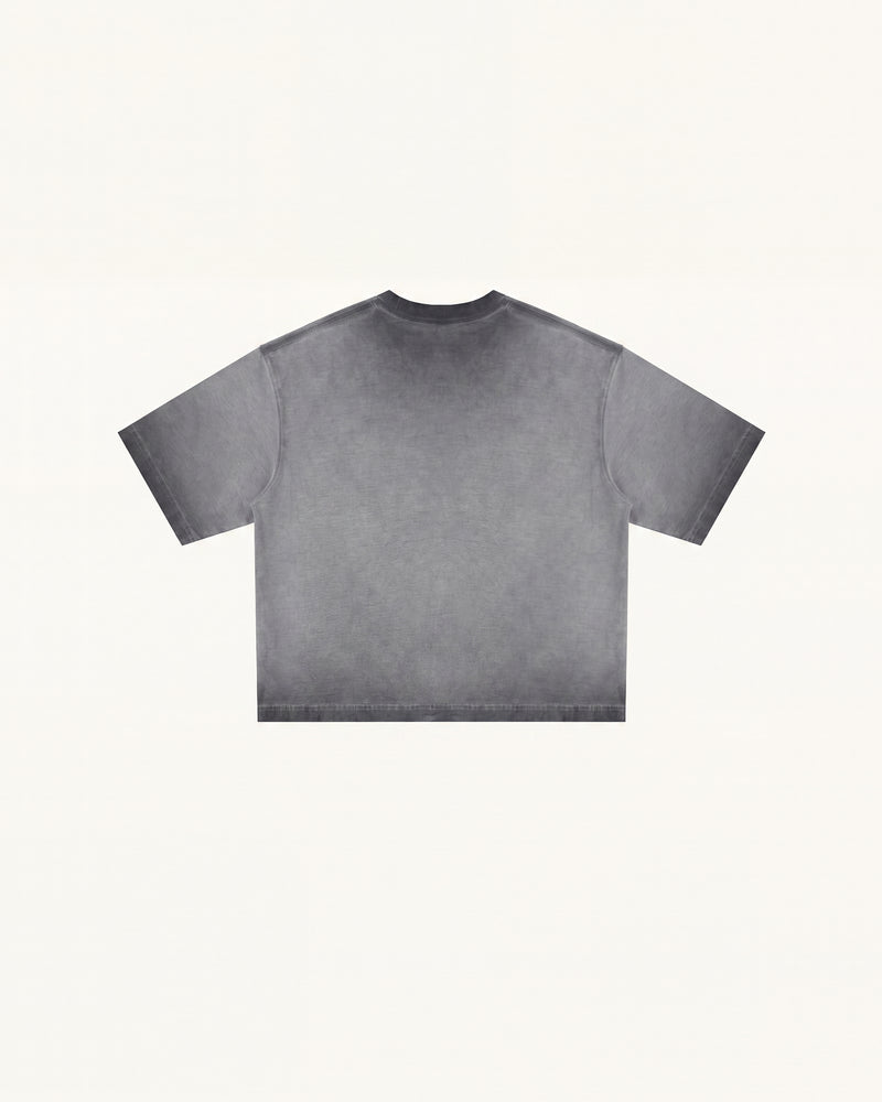 The Angelic Dripping Crystal Wings Tee - Washed Grey