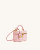 Cleo Box Shape Top Handle Bag - Light Pink Croc