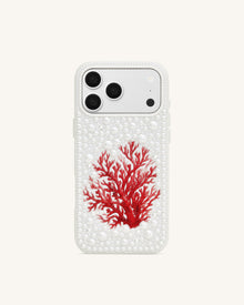 Red Coral Pearl Phone Case - White