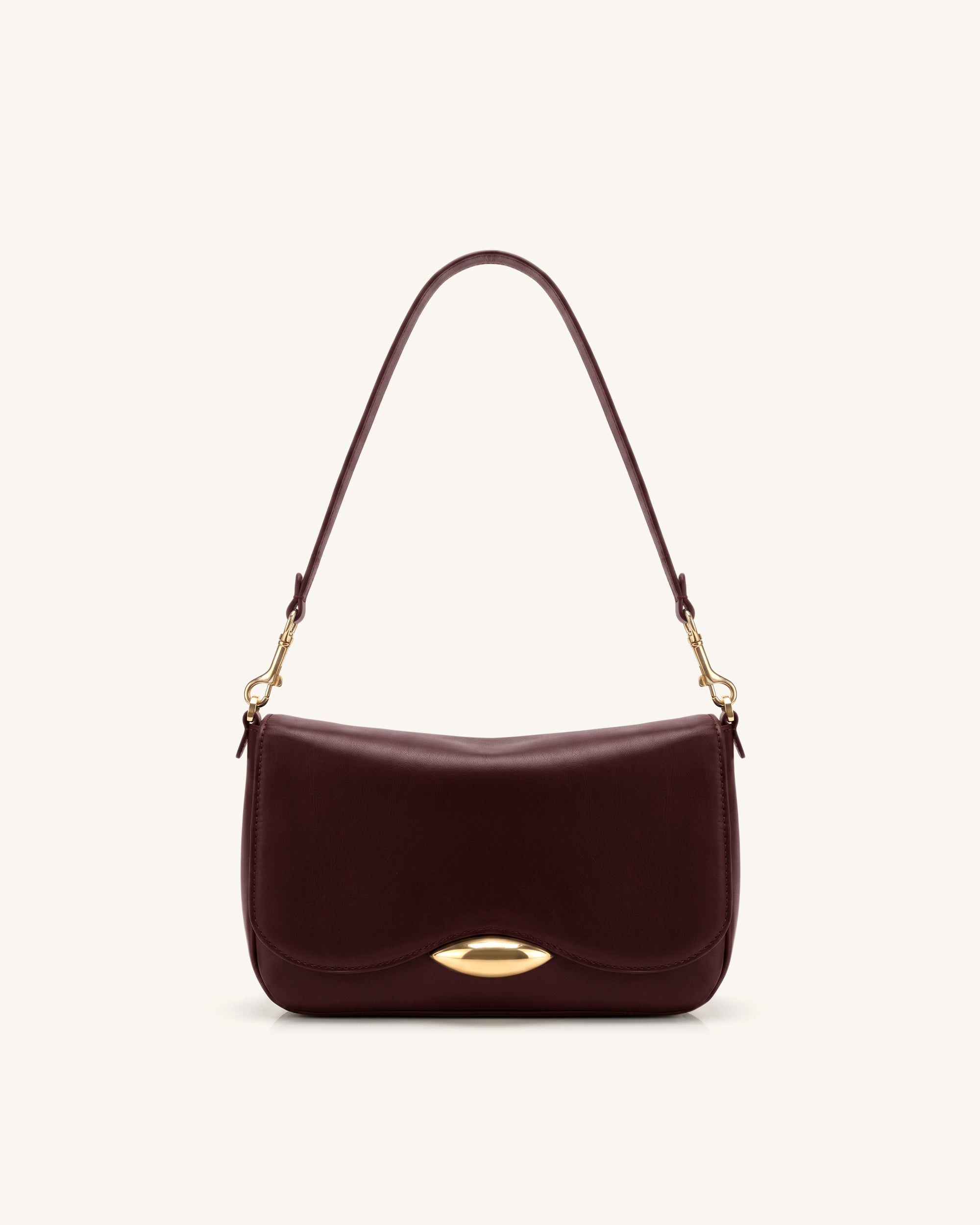 Sofia Classic Flap Shoulder Bag - Dark Burgundy