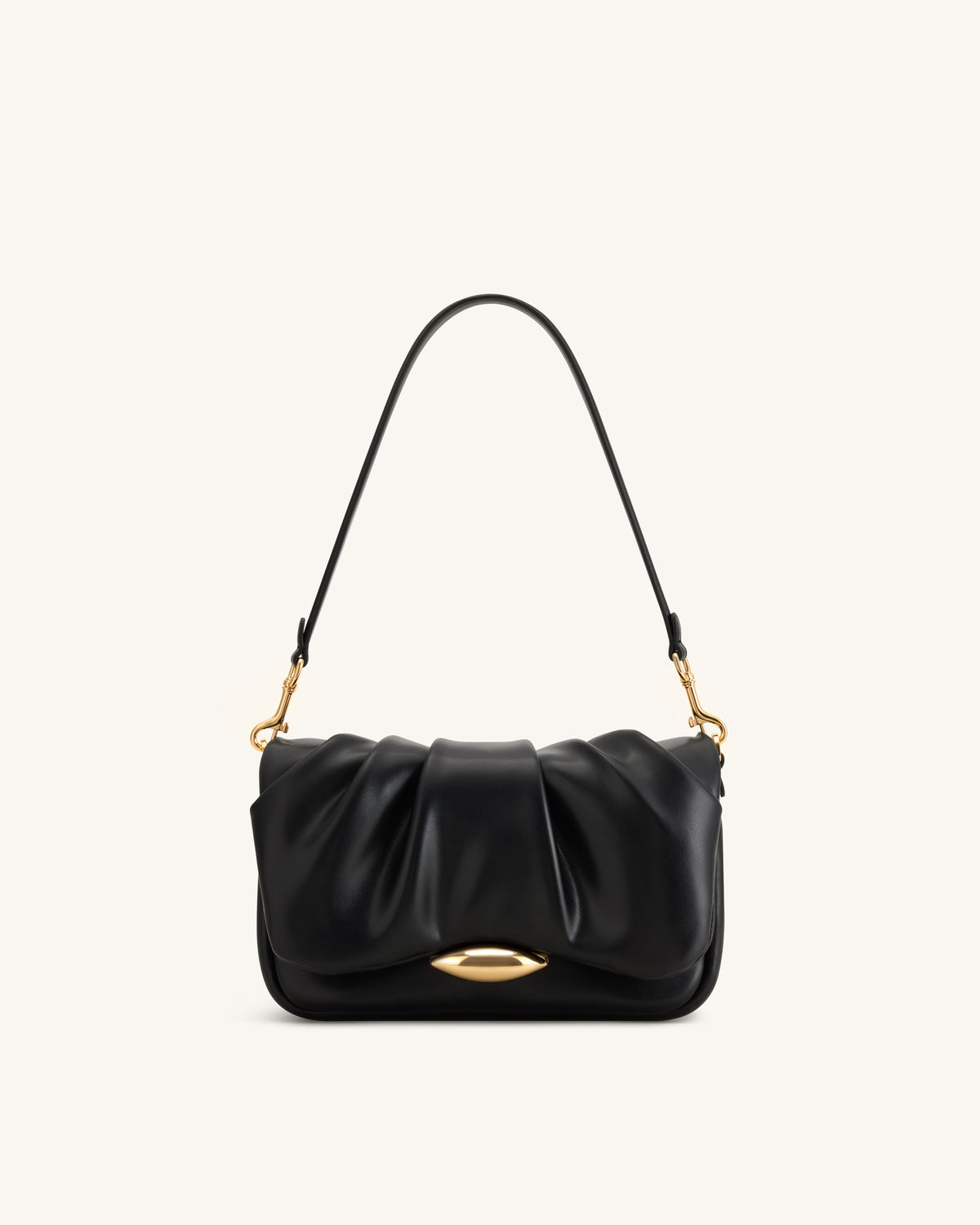 Sofia Ruched Shoulder Bag - Black