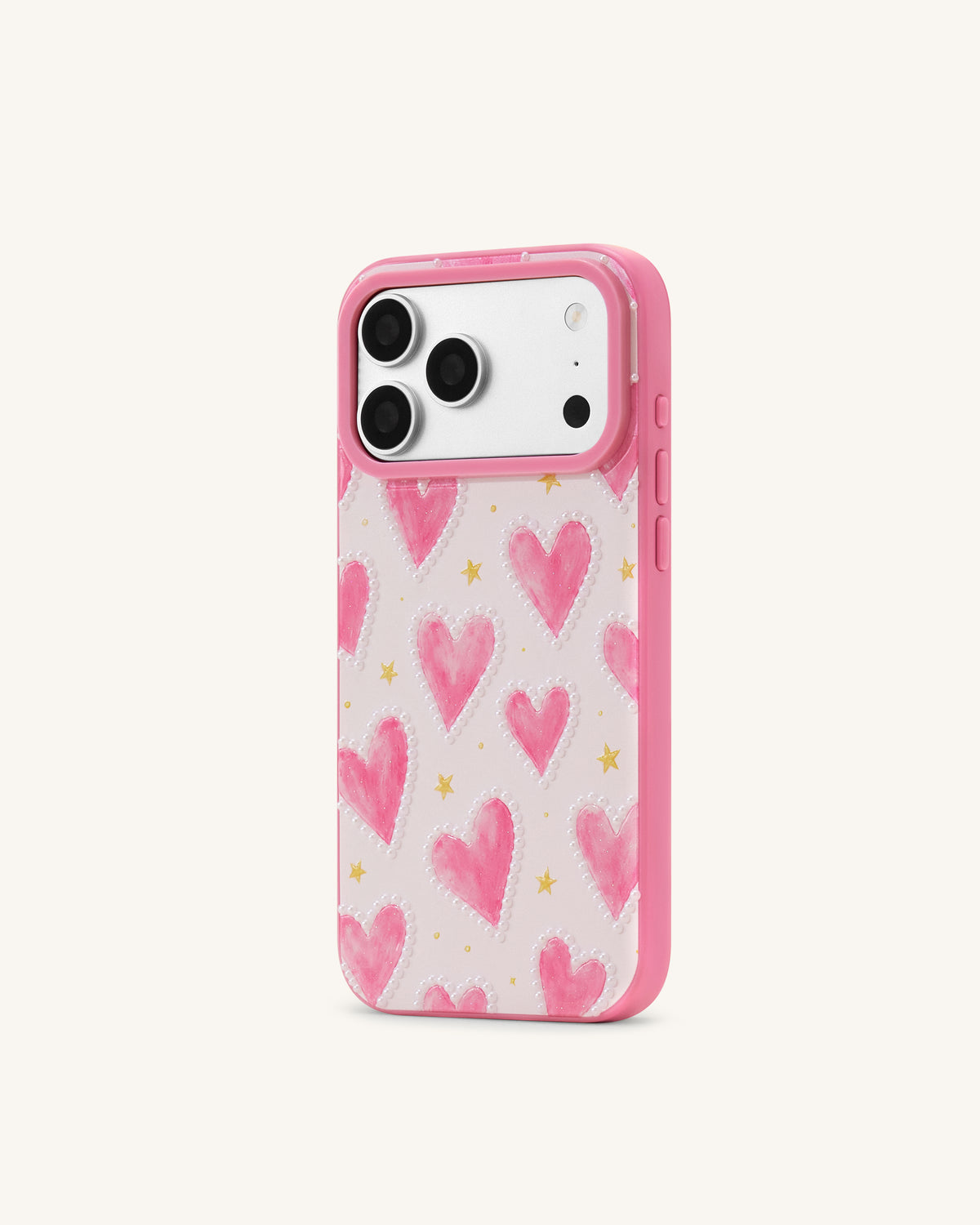 Pink Heart Pattern Phone Case - Pink