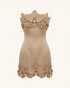 Orchid Trim Strapless Mini Dress - Mocha Brown