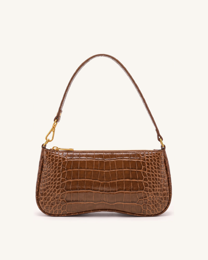 Eva Shoulder Handbag - Warm Brown Croc