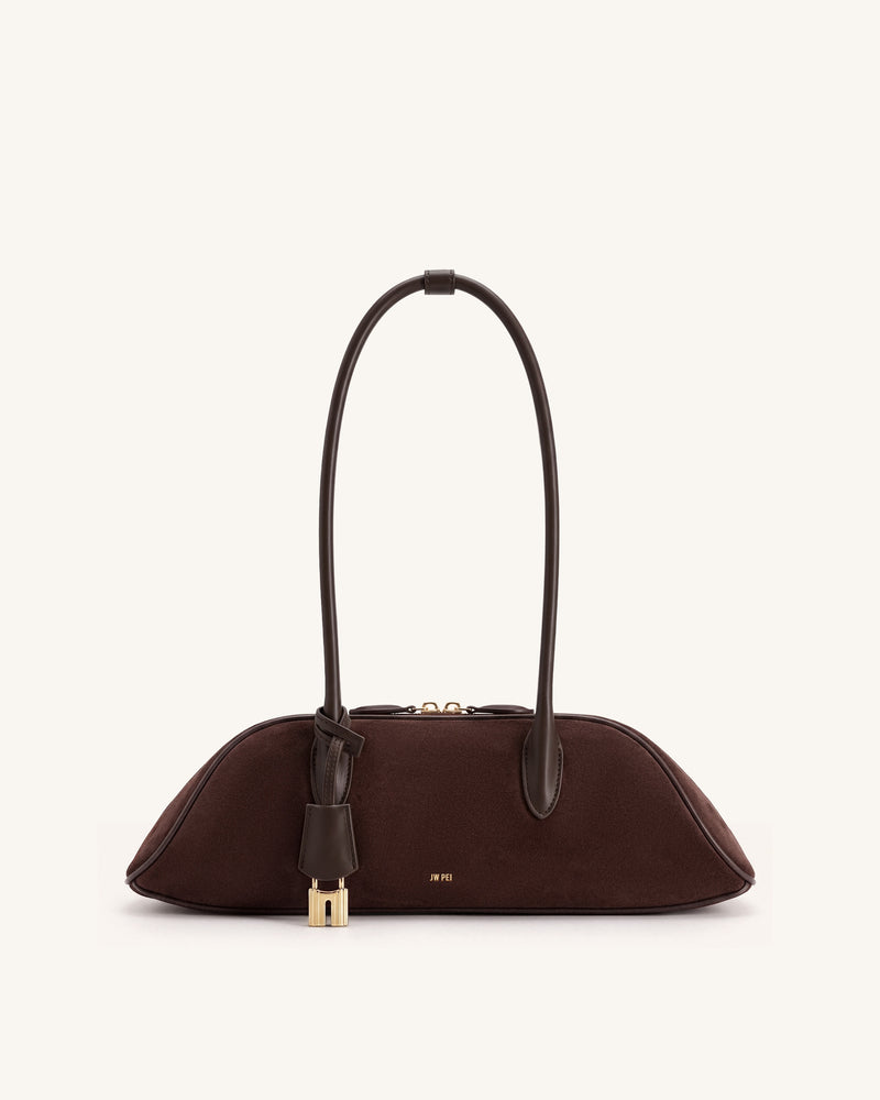 Zora Faux Suede Shoulder Bag - Coffee Brown