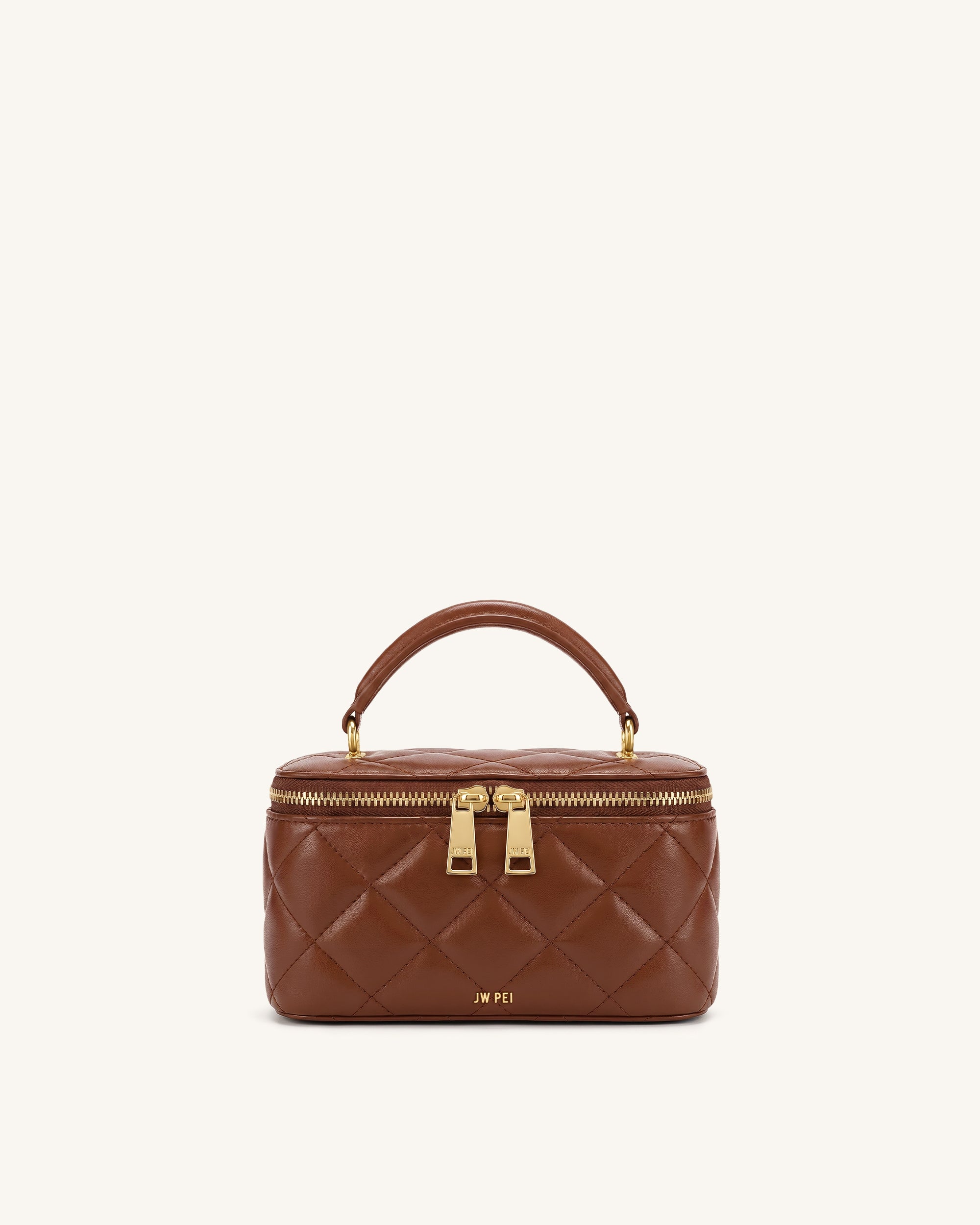 Vivienne Quilted Vanity Top Handle Bag - Dark Brown
