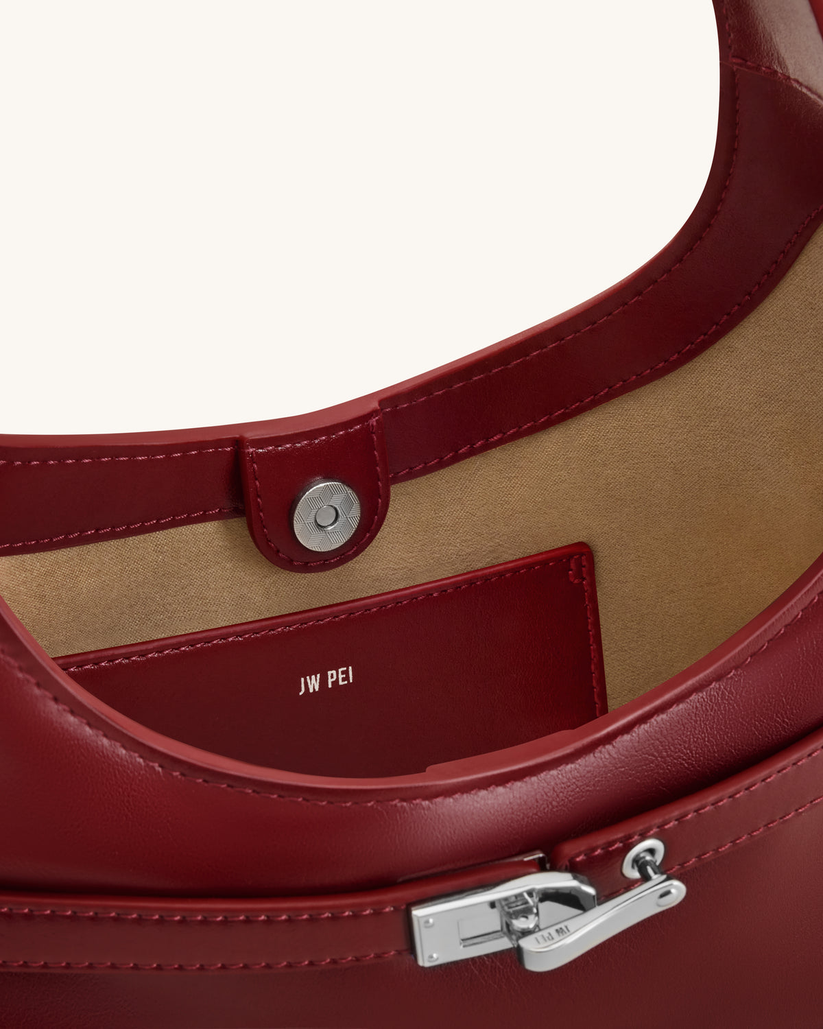 Noelle Belted Shoulder Bag - Deep Burgundy
