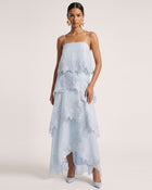 Orchid Embroidered Layered Maxi Dress - Light Blue