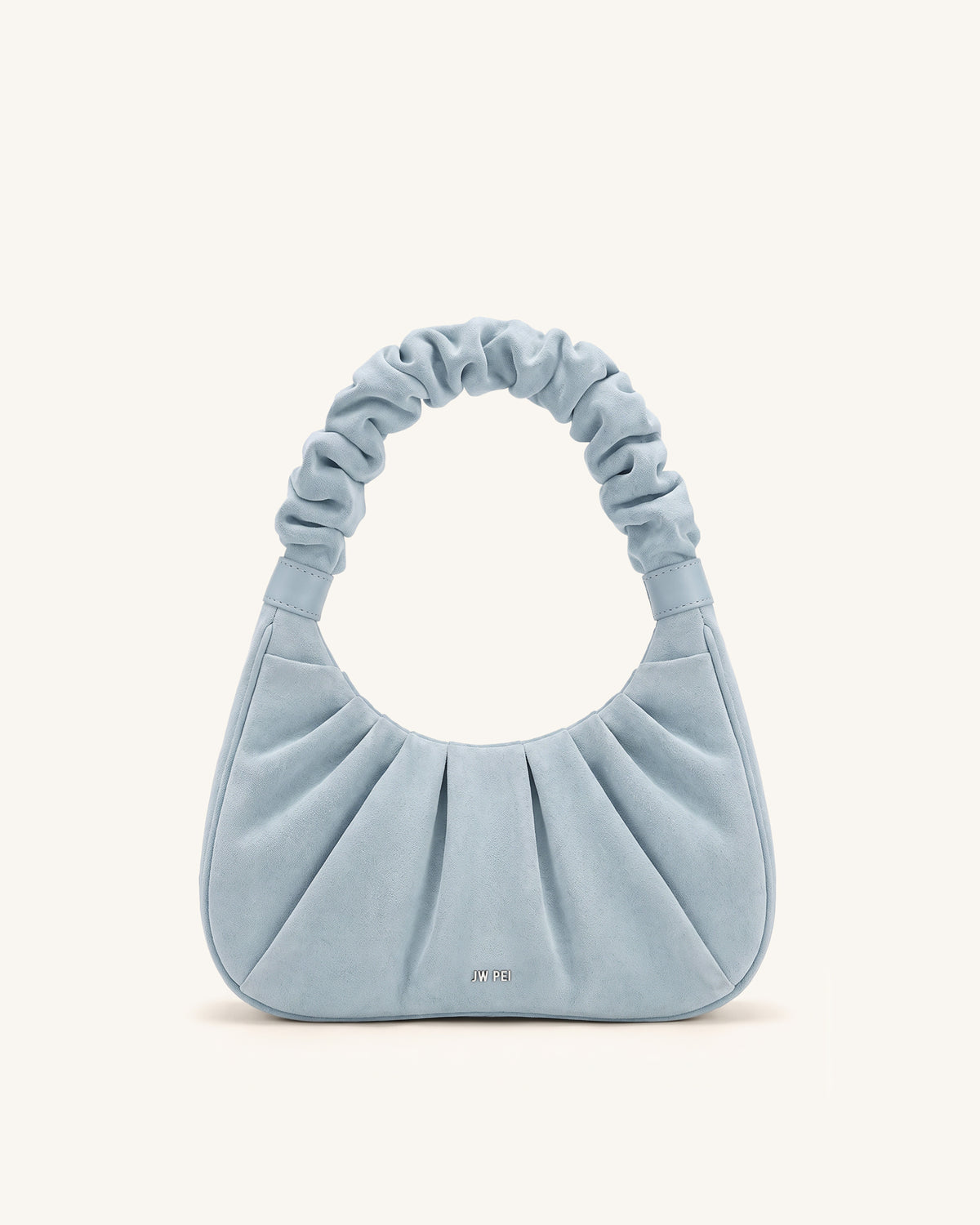 Gabbi Faux Suede Ruched Hobo Handbag - Light Blue