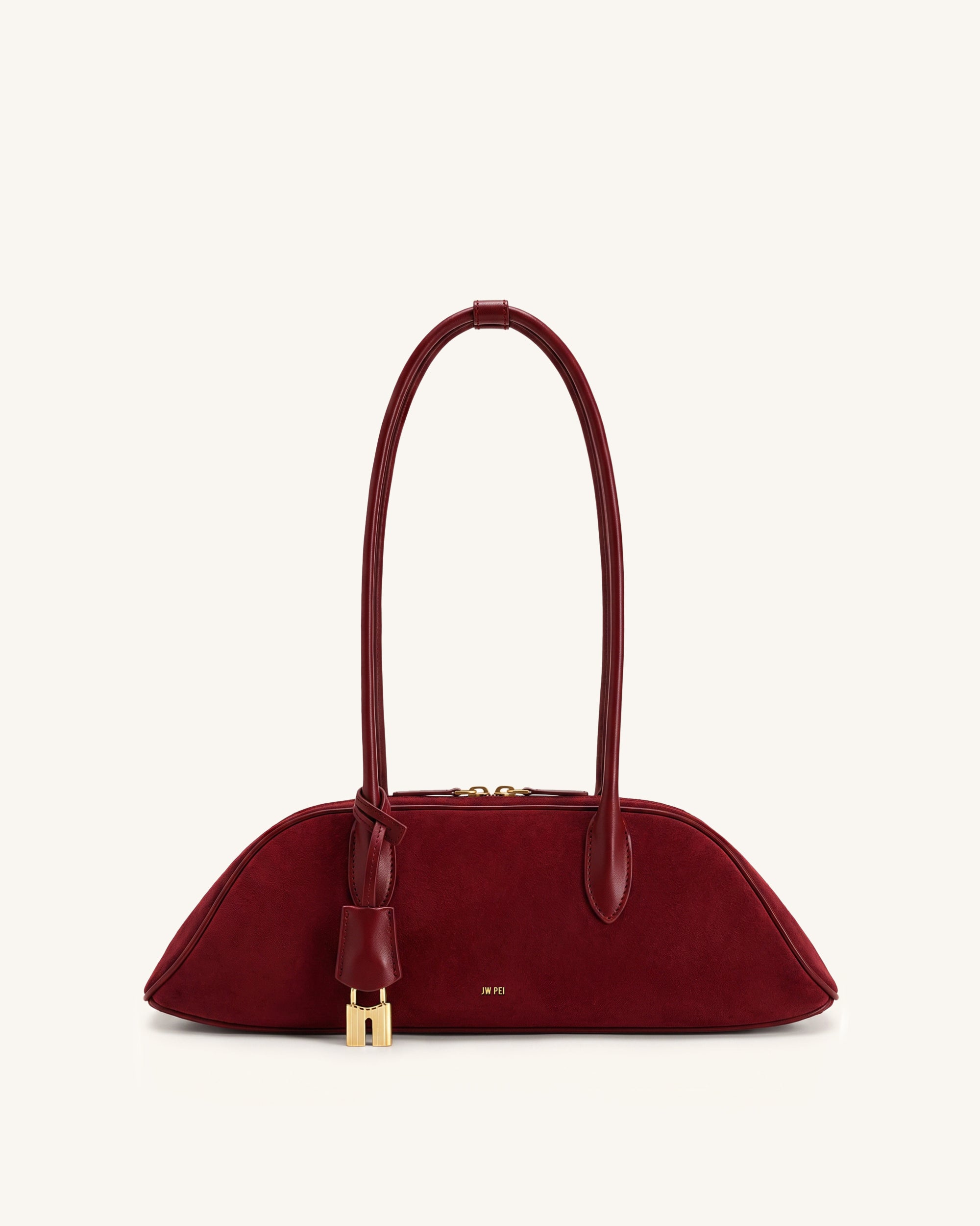 Zora Faux Suede Shoulder Bag - Cherry Red