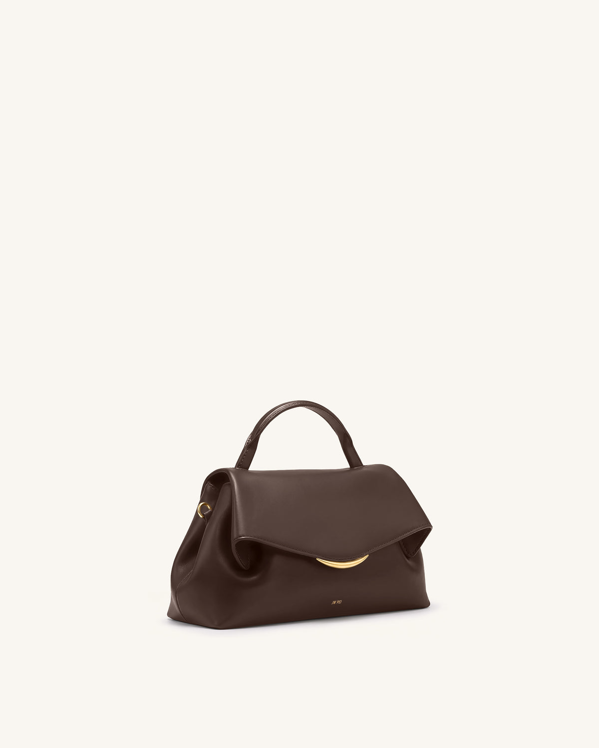 Nerissa Curved Flap Top Handle Bag - Dark Brown