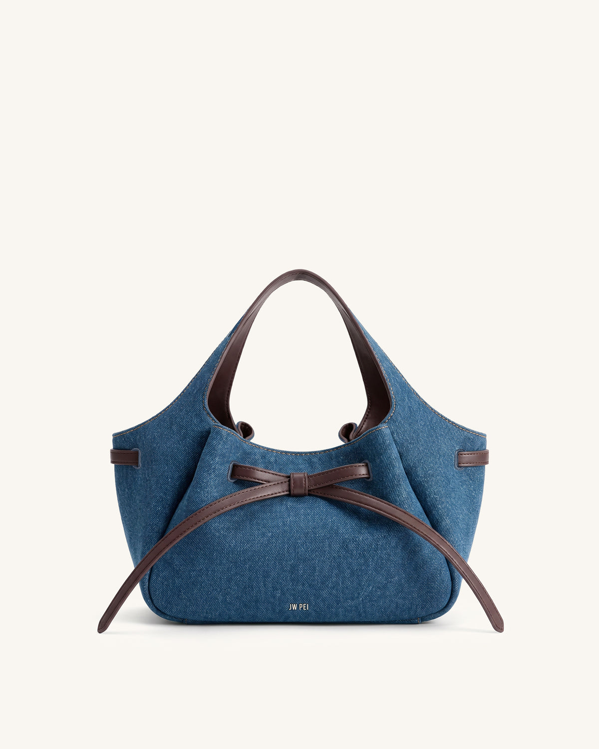 Mabel Soft Bow Tote Bag - Dark Blue Denim
