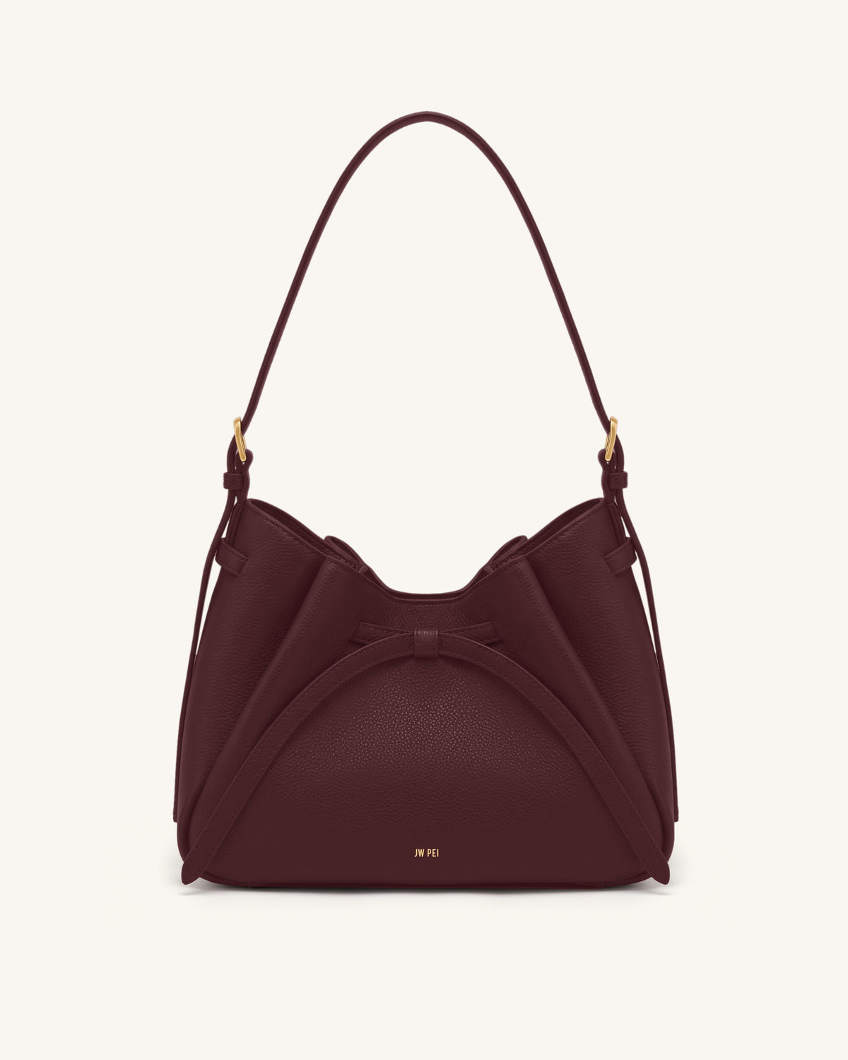 Mabel Soft Bow Shoulder Bag - Dark Red