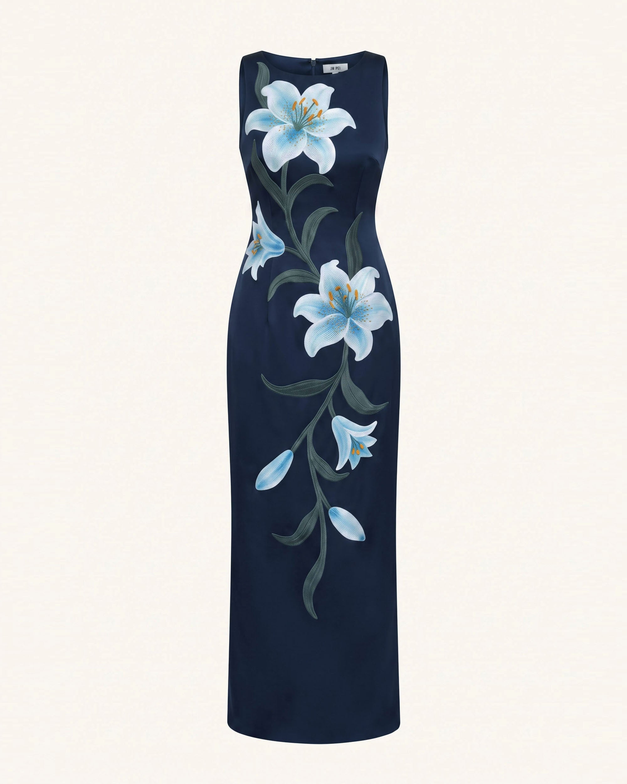Lily Floral Print Sleeveless Column Maxi Dress - Dark Blue
