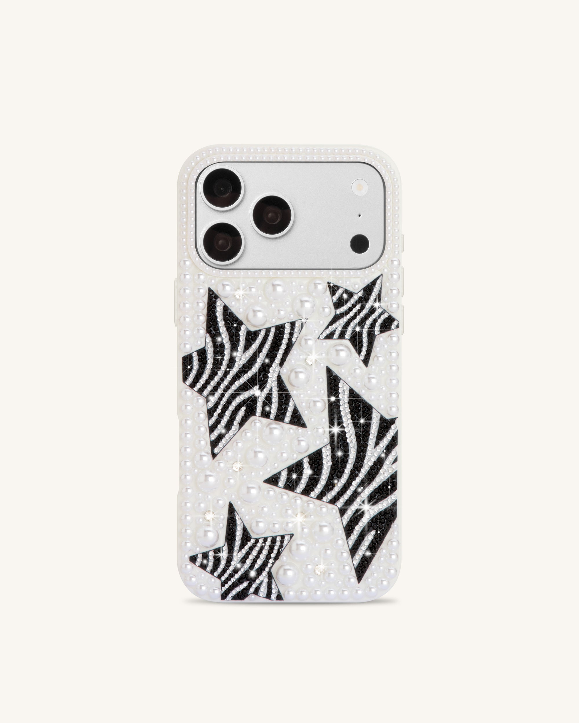 Zebra Star Pearl Phone Case - White