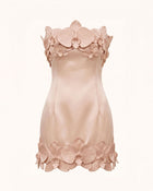 Orchid Trim Strapless Mini Dress - Nude