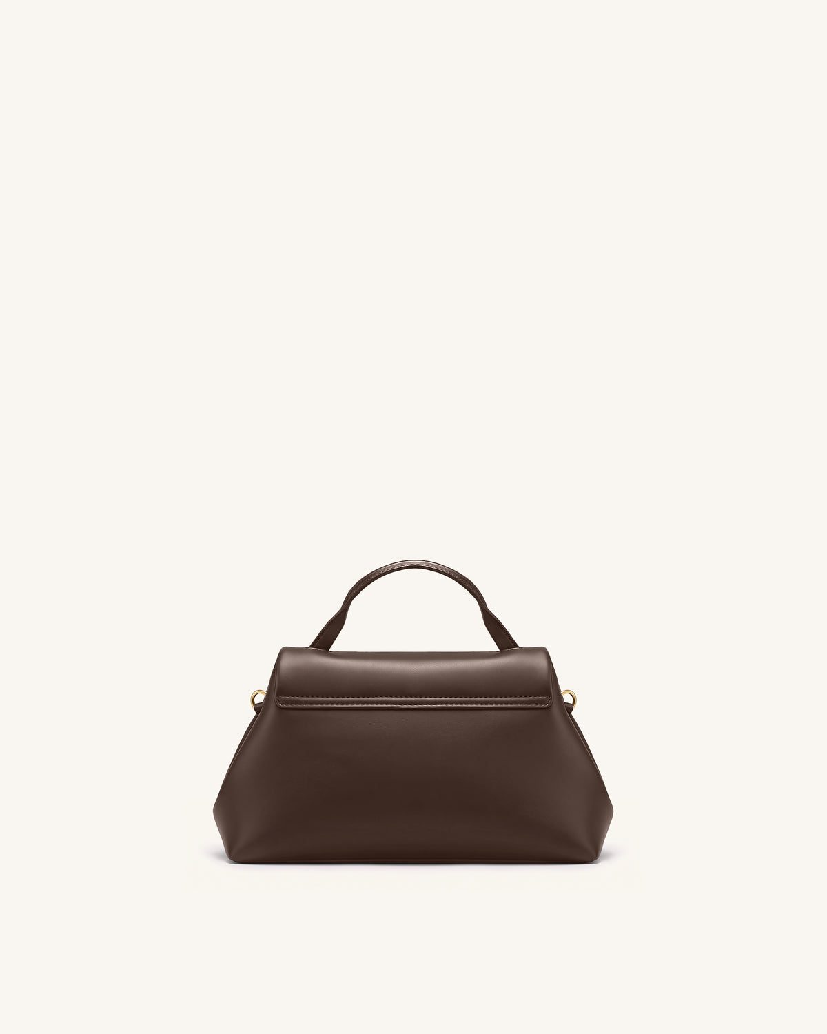 Nerissa Curved Flap Top Handle Bag - Dark Brown