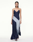 Colorblock Spaghetti Strap Maxi Dress - Navy & Light Blue