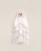 Orchid Embroidered Tiered Halter Mini Dress - White