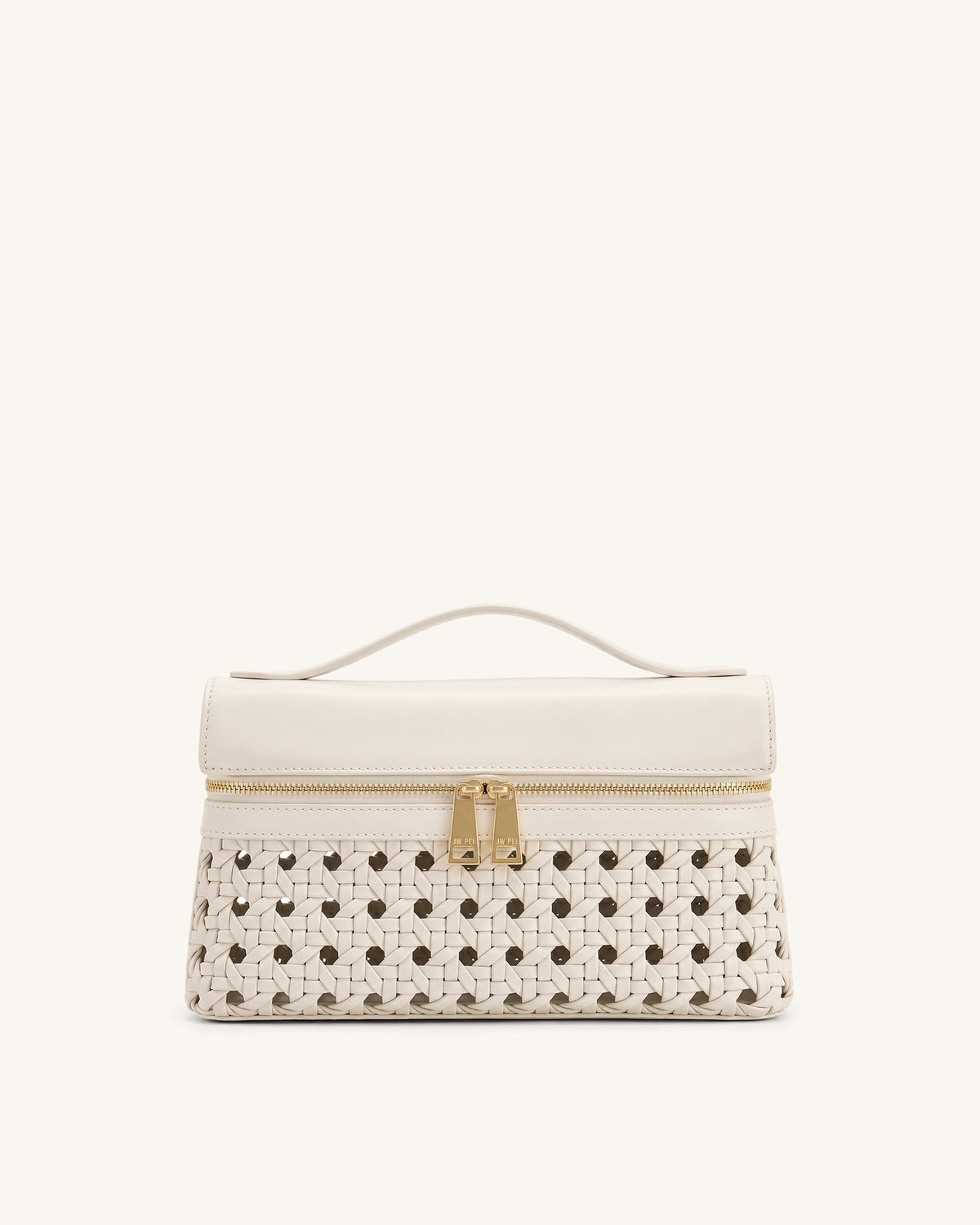 Thea Open-Woven Top Handle Bag - Warm White