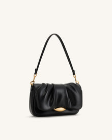 Sofia Ruched Shoulder Bag - Black