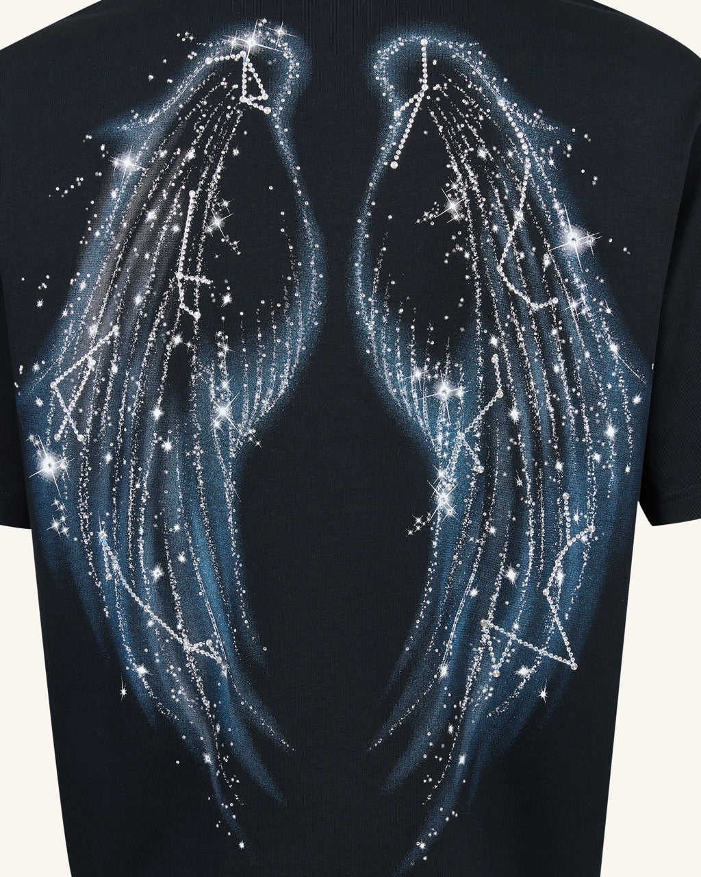 The Seraphic Starry Wing Graphic Tee - Black