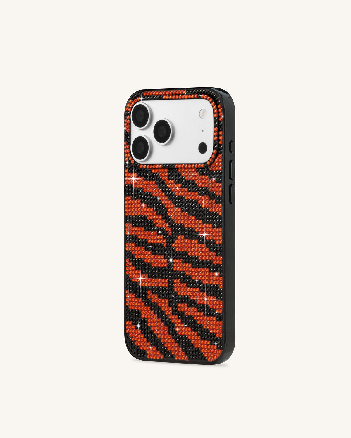 Tiger Stripe Artificial Crystal Phone Case - Black