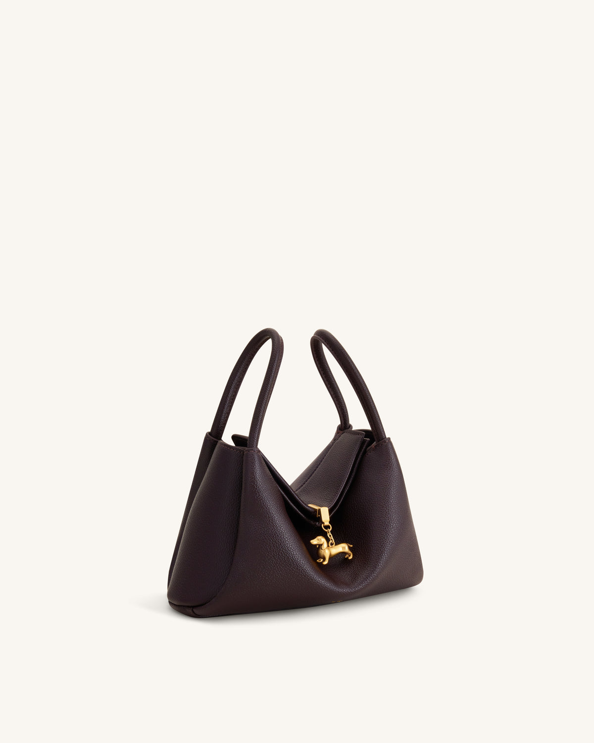 Maelle Dachshund Charm Double Handle Bag - Dark Brown